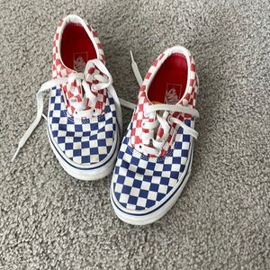 Vans kids size 3 checkered blue yellow orange and white